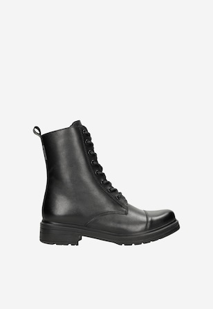 Ghete negre din piele îmblănite damă