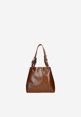 Pojemna skórzana torebka damska w kolorze brązowym
