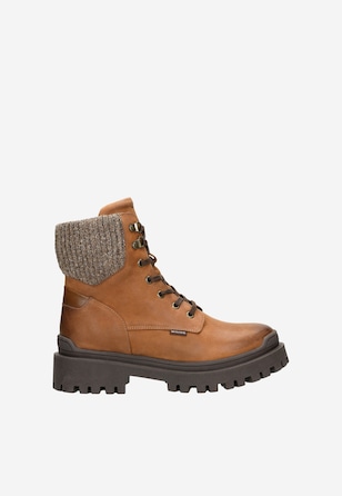 Jasnobrązowe trzewiki damskie typu workery ze skarpetą