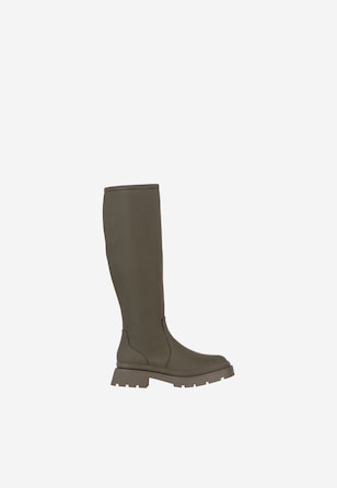 WJS płaskie zielone kozaki damskie