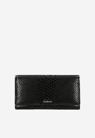 Duży czarny elegancki portfel damski