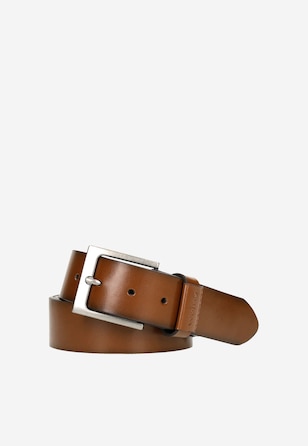 Klasyczny brązowy pasek męski ze skóry licowej