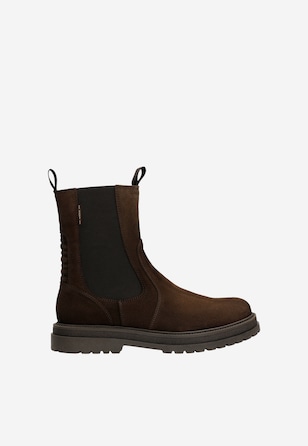 Ghete Chelsea inalte maro-inchis bărbați