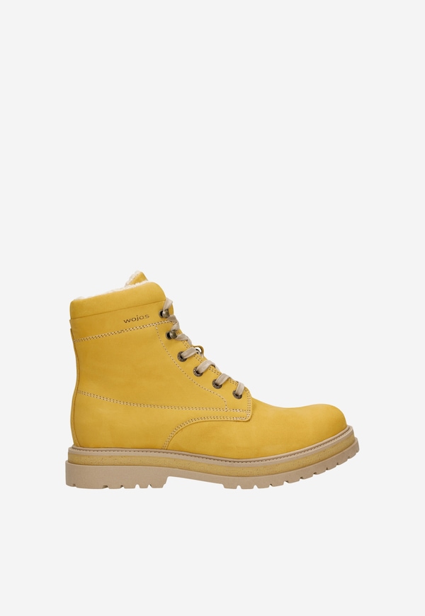 Żółte ocieplane trzewiki męskie z nubuku