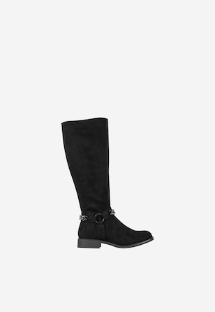 WJS płaskie kozaki damskie w kolorze czarnym