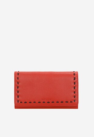 Czerwony portfel damski z czarną obwódką