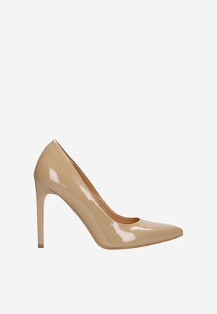 Beżowe eleganckie czółenka damskie na smukłej szpilce