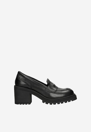 Mocasini  negri cu toc lat  negri