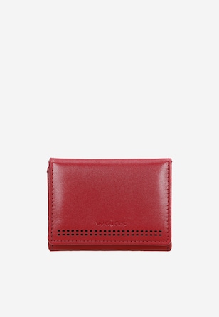 Mały czerwony portfel damski z czarnym wnętrzem
