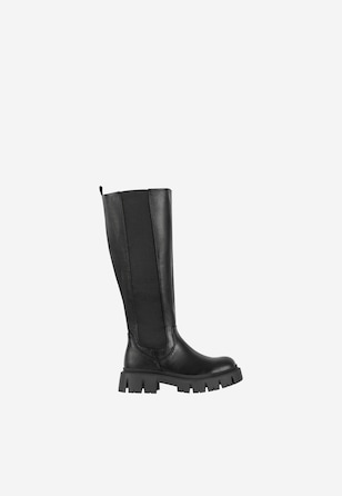 WJS czarne kozaki z elastyczną gumą na boku 