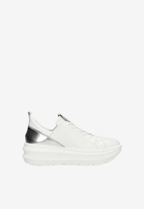 Sneakers albi cu inserții argintii damă