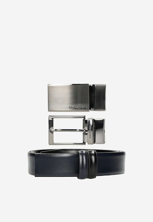 Set cadou curea pe două părți negru-bleumarin