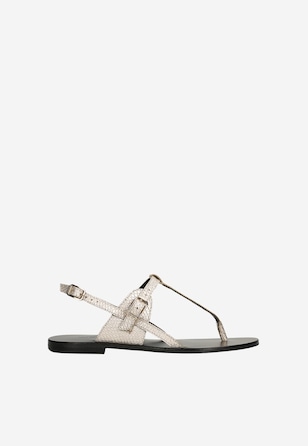 Sandale aurii joase cu relief decorativ damă