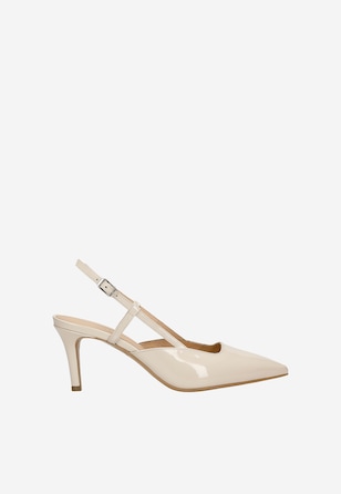 Beżowe czółenka damskie z odkrytą piętą