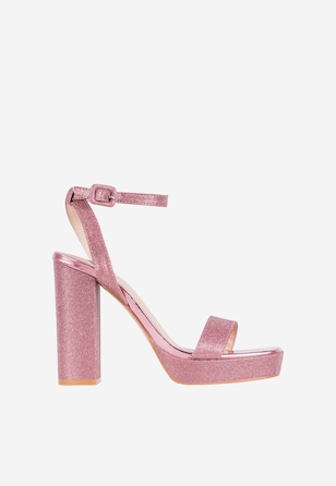 WJS zjawiskowe różowe sandały damskie na słupku