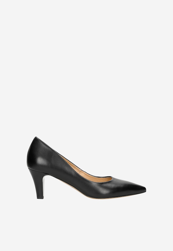Pantofi stiletto din piele negri cu toc mic damă damă