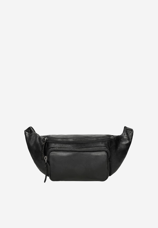 Black leather men's fanny pack