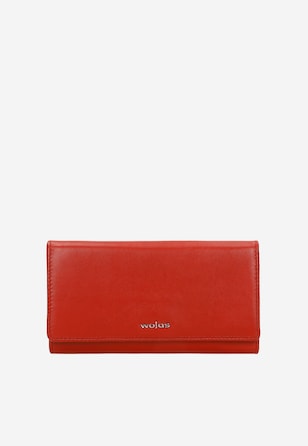Duży czerwony portfel damski ze skóry licowej