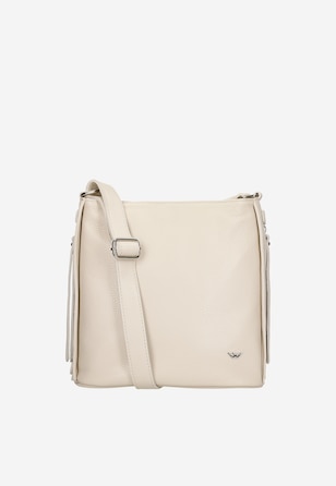 Beżowa skórzana torebka damska crossbody