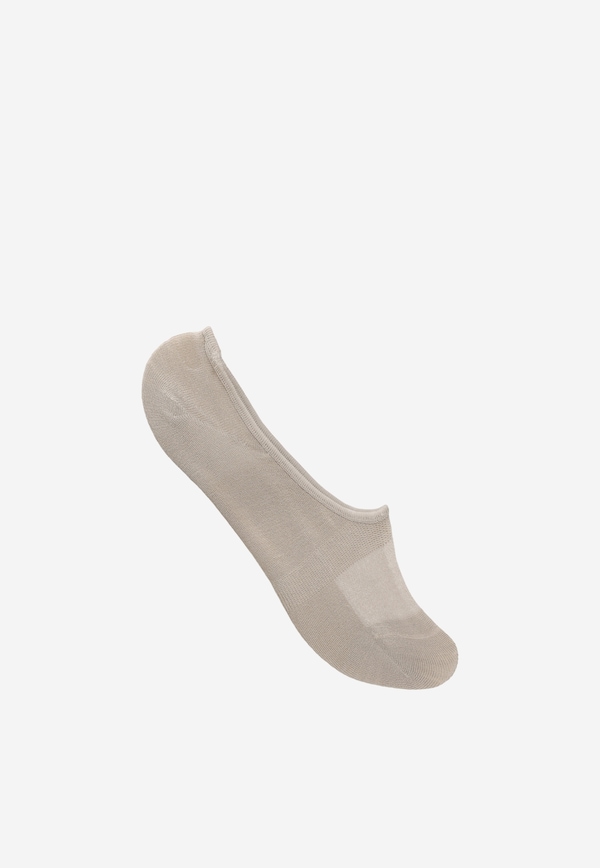 Beige bamboo low-cut socks with silicone
