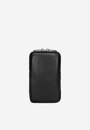 Čierna kožená taška na telefón