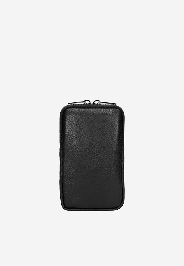 Men's black leather phone bag