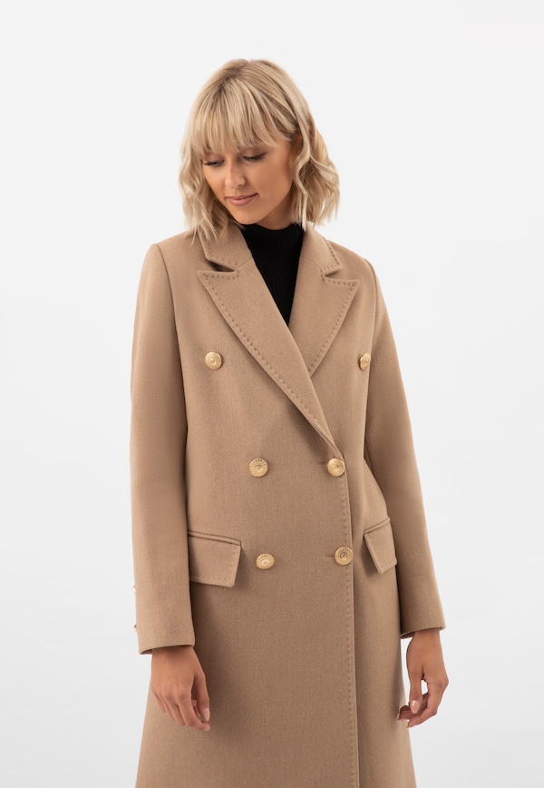 RELAKS ciepły płaszcz damski w kolorze brązowym