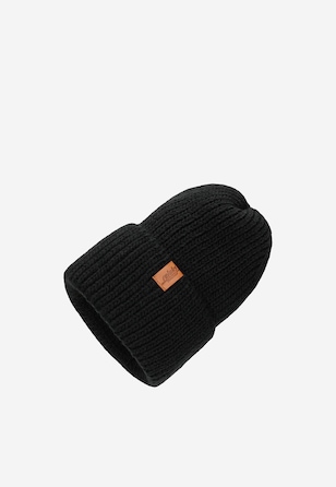 Căciulă neagră de iarnă tip beanie damă