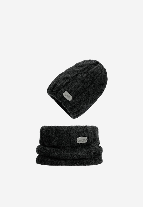 Set căciulă+fular horn negru