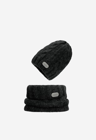 Komplet czapka + komin w kolorze czarnym