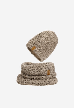 Zimní set hnědý – dámská čepice a tunel RELAKS set