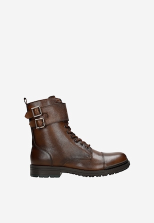 Hnědé vysoké pánské biker boty s podšívkou