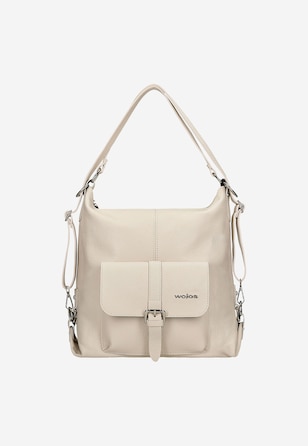 Beżowa skórzana torebka plecak 2w1