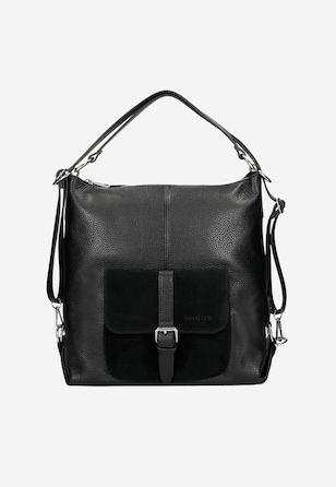 Czarna duża torebka plecak 2w1 z kieszenią na przodzie