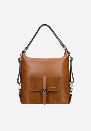 Duża brązowa funkcjonalna torebka plecak 2w1