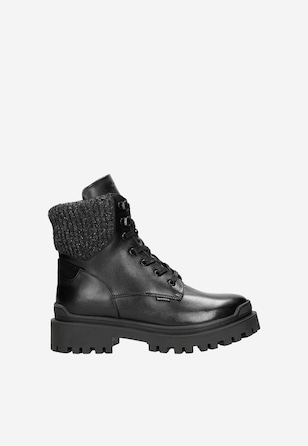 Czarne workery damskie ze skarpetą