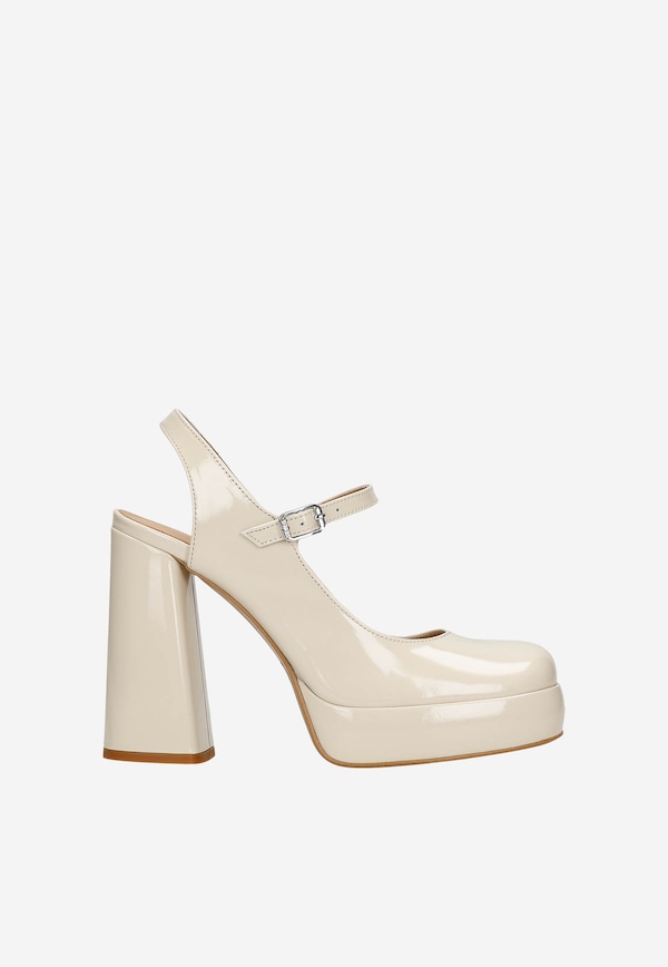 Pantofi  stiletto bej înalți cu toc înalt damă