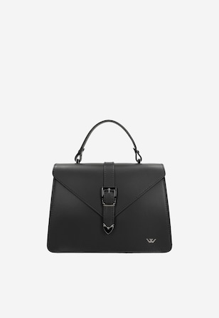 Czarna skórzana torebka damska typu kuferek