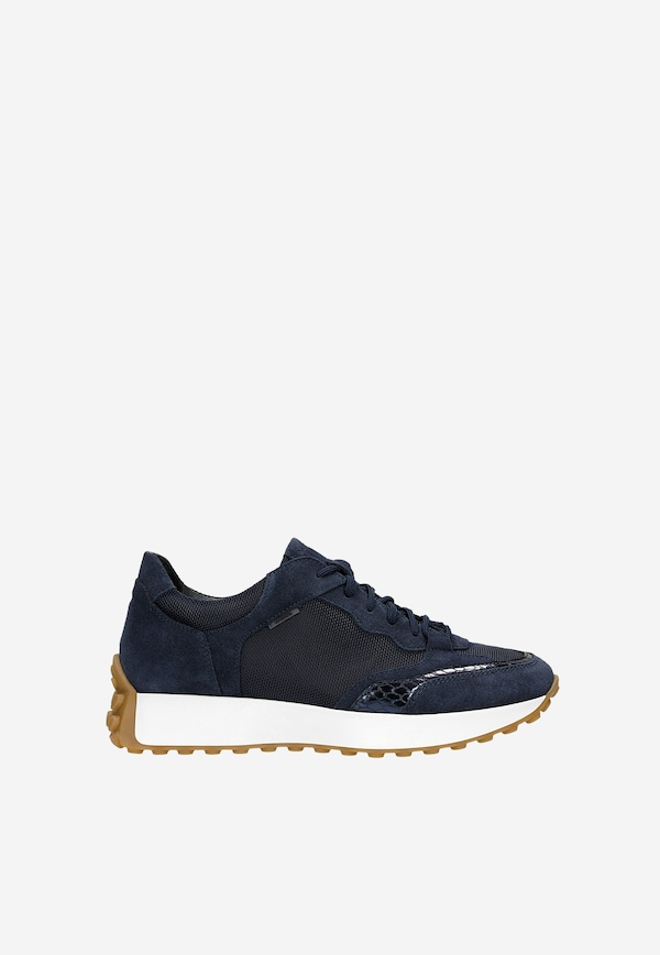 Granatowe sneakersy damskie z łączonych materiałów