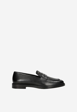 Czarne skórzane mokasyny damskie penny loafers