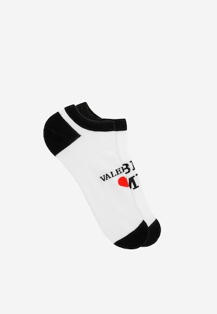 Șosete talpici albe cu inscriptie