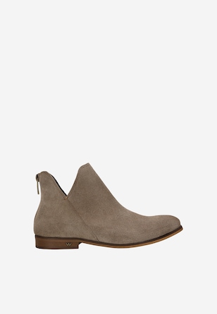 Botine bej inchis din piele velur damă