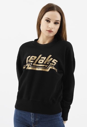 Czarna bluza damska RELAKS z marszczonymi rękawami