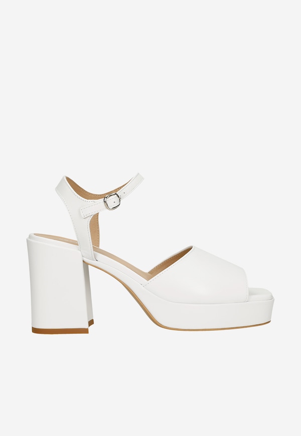 Sandale albe cu toc masiv damă