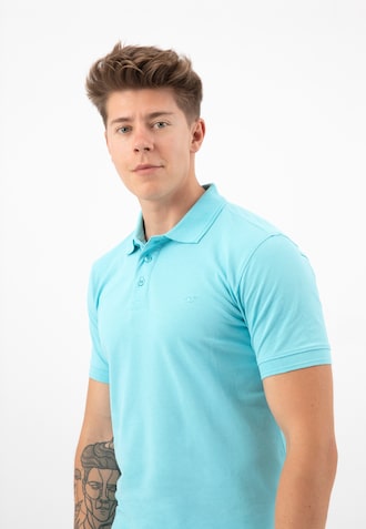 Jasnoniebieskie bawełniane polo męskie z haftowanym logo