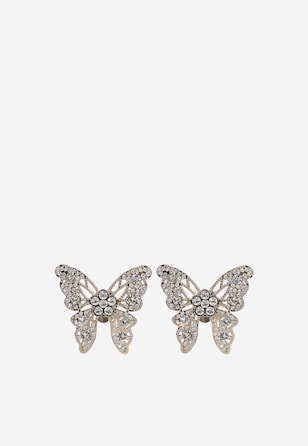 Złoty motyl z kryształkami - ozdoba do butów