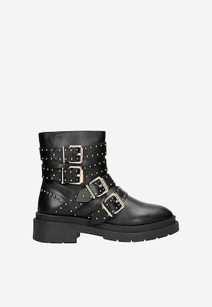 Czarne bikery ze srebrnymi nitami