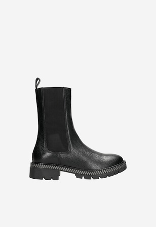 Ghete Chelsea negre din piele granulată damă