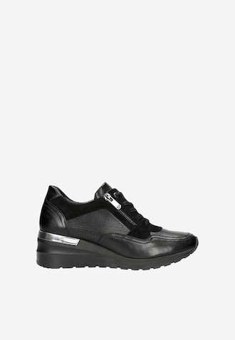 Czarne sneakersy damskie z ozdobnym zamkiem 