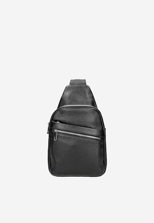 Geantă mică neagră pentru bărbați din piele netedă